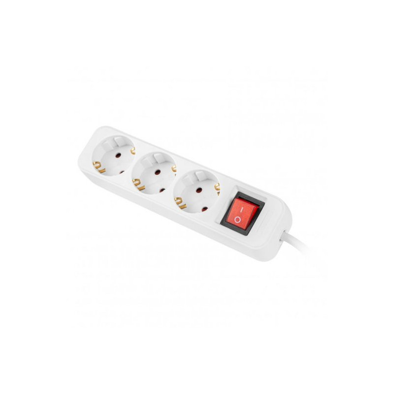 Regleta lanberg 3 tomas schuko con protecion blanca 1.5m