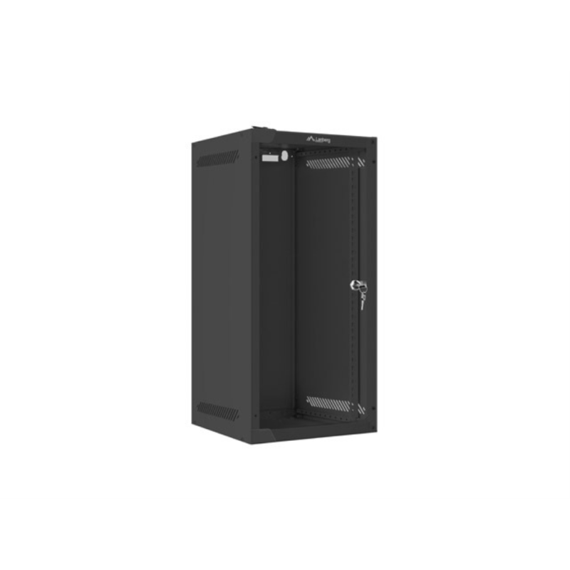 Armario lanberg mural rack 10 pulgadas 12u - 280x310 flat pack negro puerta cristal