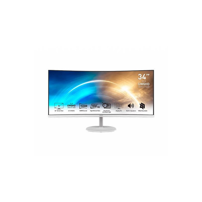 Monitor 34 pulgadas msi pro mp341cqw blanco 100 panoramico 21:9