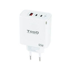 Cargador de pared tooq triple 2xusb - c + usb a blanco 65w gan