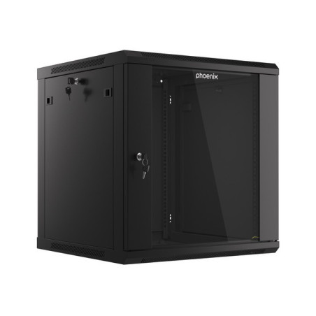 Armario rack phoenix 12u 600x600x640 auto - ensamblado 19'' hasta 60 kg negro
