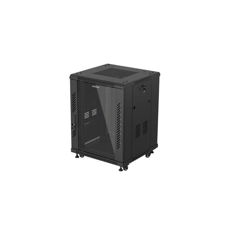 Armario rack phoenix 15u 600x600 de pie servidor 19'' hasta 1000 kg negro