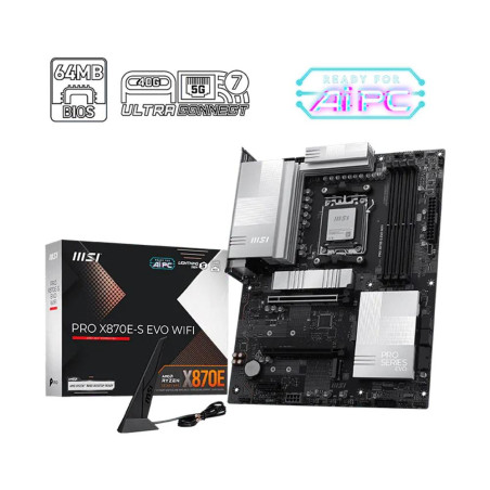 Placa base msi pro x870e - s evo wifi am5 atx -  4x ddr5