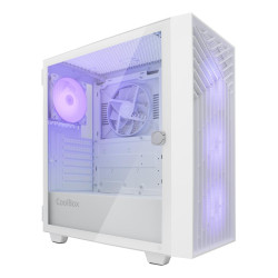 Caja ordenador gaming coolbox ga300 grid line atx argb cristal templado blanco