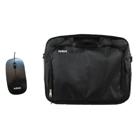 Maletin nilox essential 2 + mouse raton para portatil 15.6 pulgadas negro