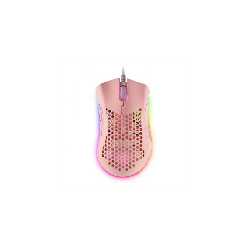 Mouse raton mars gaming optico usb 7 botones 32000ppp rgb rosa