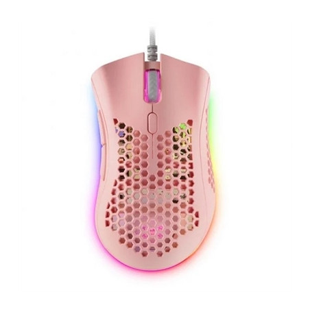 Mouse raton mars gaming optico usb 7 botones 32000ppp rgb rosa