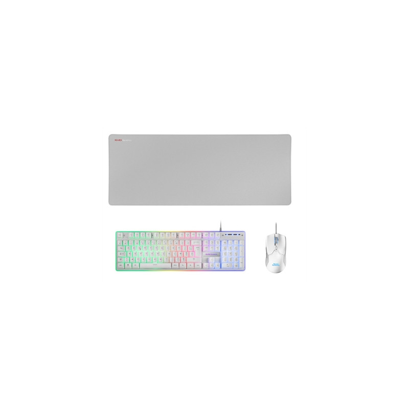 Kit teclado + raton mars gaming mcpxwfr rgb blanco + alfombrilla frances
