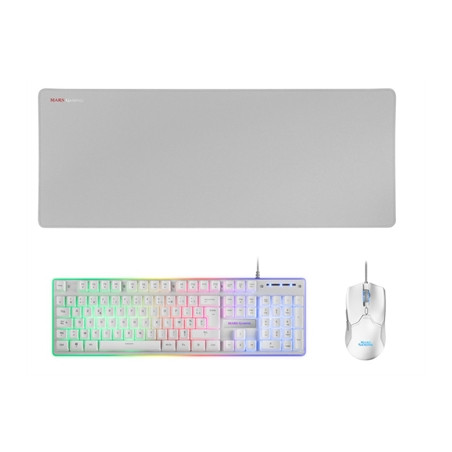 Kit teclado + raton mars gaming mcpxwfr rgb blanco + alfombrilla frances