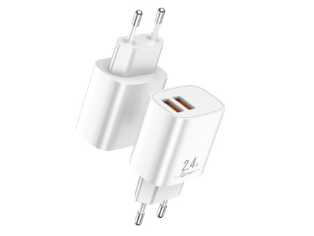 Cargador qcharx apolo 2.4a 2 puerto usb a  blanco