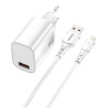 Kit cargador qcharx artemisia 3a 18w + cable usb lightning  blanco