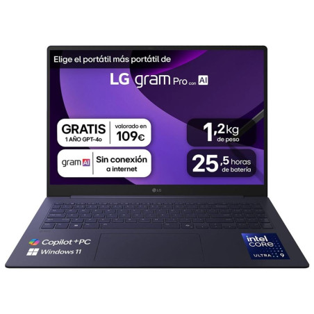 Portatil lg gram pro 16z90ts - g u9 - 288v -  32gb -  ssd 1tb -  16 pulgadas -  w11h