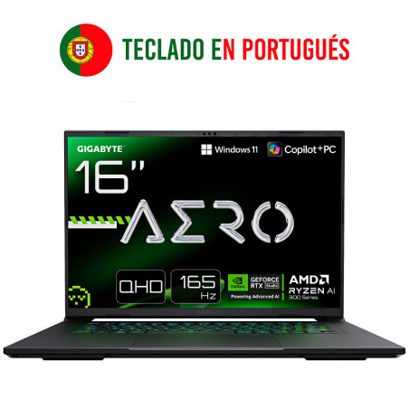 Portatil gigabyte aero  x16 2wha3ptc65ah r9 - 370hx -  32gb -  ssd 1tb -  rtx 5070 8gb -  16 pulgadas -  w11h portugues