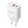 Cargador nanocable usb - c - pd + usb - a - qc 30w blanco