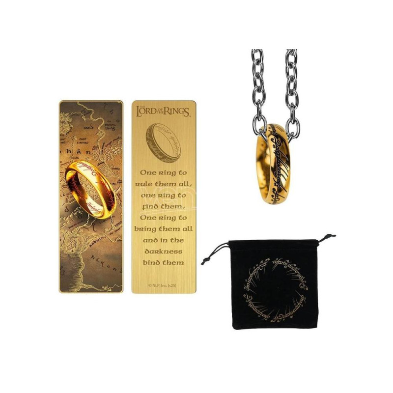 Pack regalo cinereplicas el señor de los anillos marcapaginas metal y anillo único