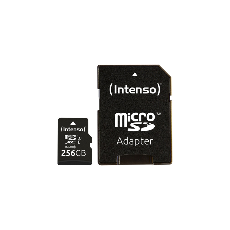 Tarjeta memoria micro sd intenso 256gb uhs - i cl10 + adaptador sd