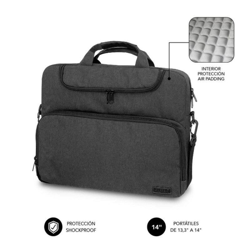 Maletin subblim air padding para portatil 13.3 pulgadas - 14 pulgadas dark grey