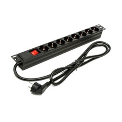 Regleta phasak 8 tomas armario rack 19 pulgadas con interruptor 1.5m negro bns 1518