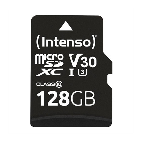 Tarjeta memoria micro sd intenso 128gb profesional v30 + adaptador sd