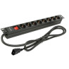 Regleta phasak 8 tomas armario rack 19 pulgadas con interruptor 2m  c14 negro bns 3535