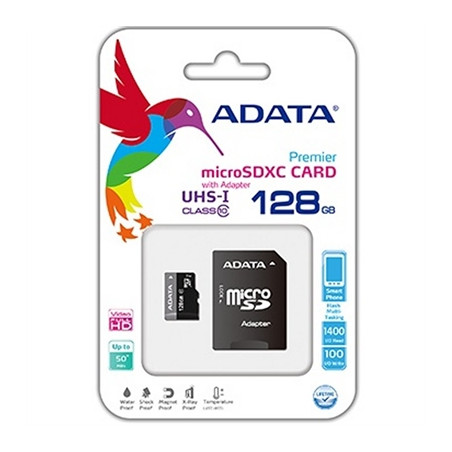 Tarjeta memoria micro sd adata 128gb cl10 + adaptador sd