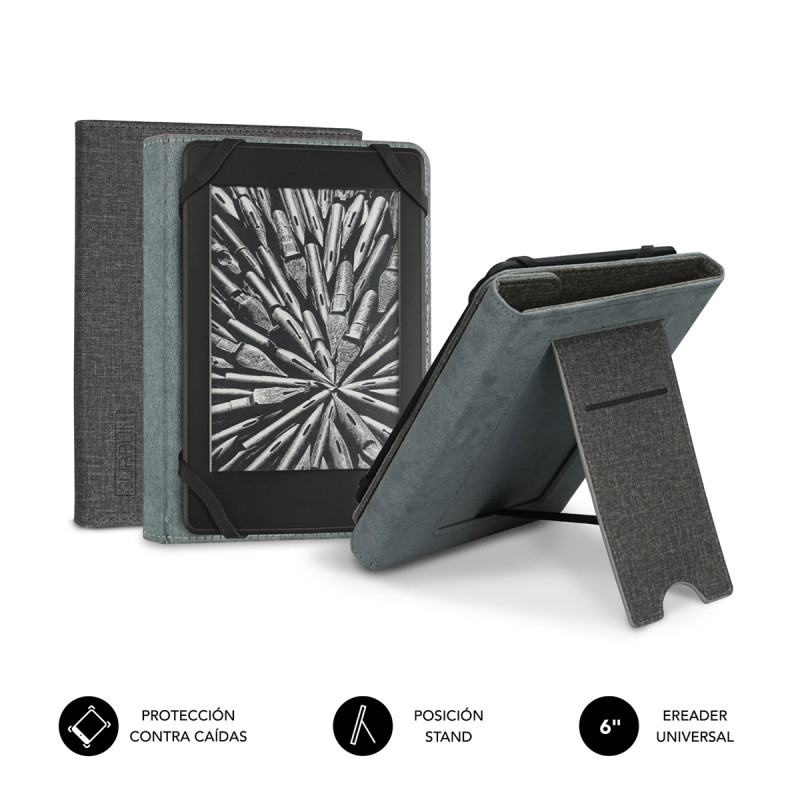 Funda subblim clever ebook case 6 pulgadas stand case gris
