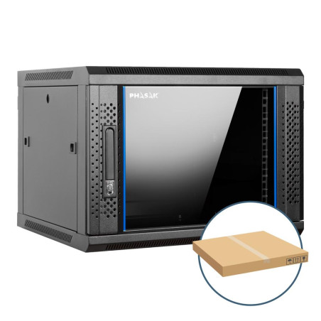Armario rack mural 19 pulgadas phasak pro 9u 600x450 desmontado (envio flat pack) (incluyen 2 vent bolsa tornilleria)pho