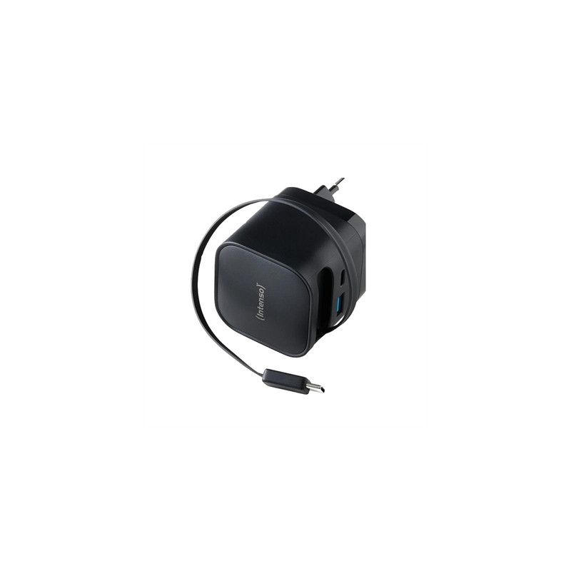 Cargador de pared intenso 65w gan w65acic retractil negro