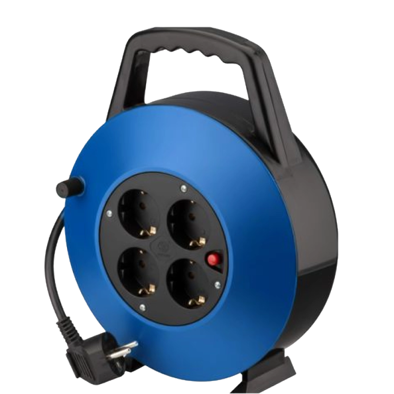 Regleta alargadera phasak 4 tomas schuko con proteccion enrollable 10 metros