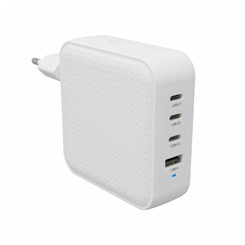 Cargador de pared hyper travel charger 100w 3x usb tipo c 1x usb tipo a blanco