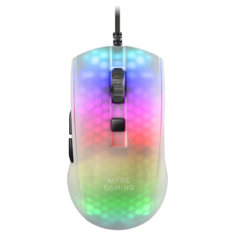Raton mars gaming rgb mmr translucido blanco