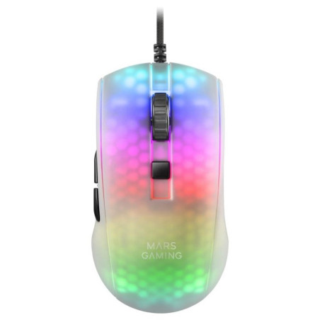 Raton mars gaming rgb mmr translucido blanco