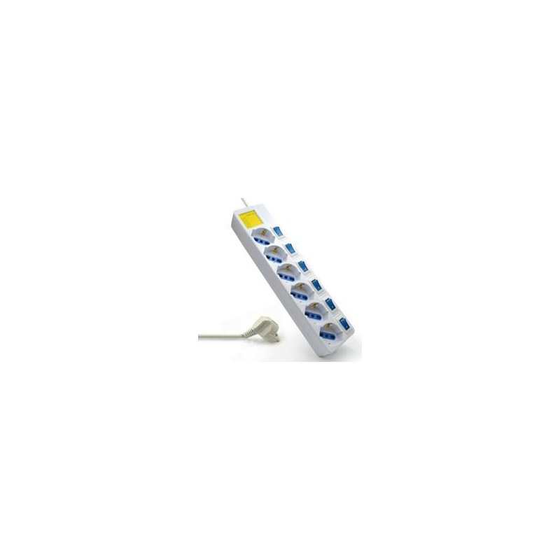 Regleta ewent 6 tomas con encendido y apagado blanco