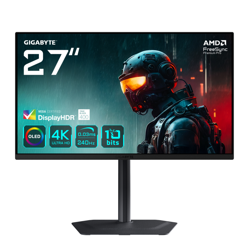 Monitor oled gaming 27 pulgadas gigabyte m27ua ek 4k uhd -  dp -  hdmi -  240hz -  0.03ms -  vesa 100x100