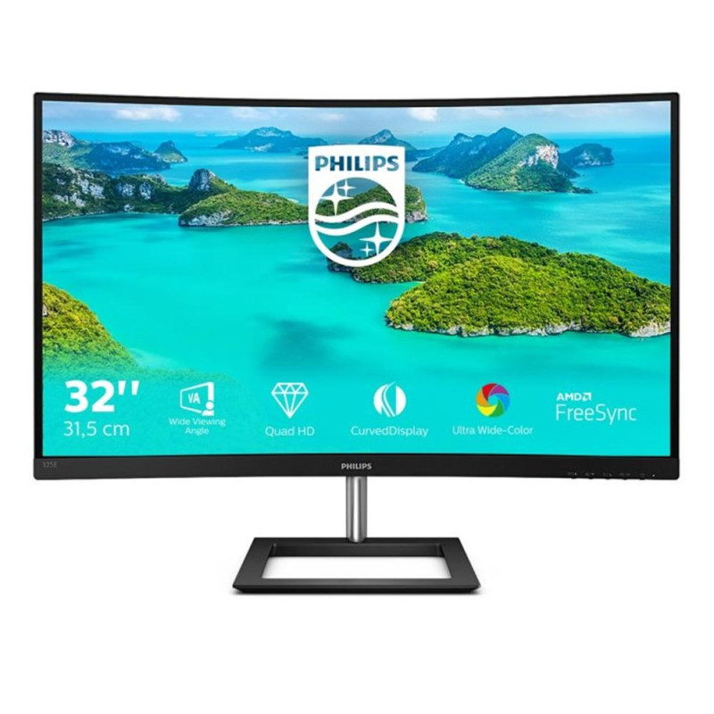 Monitor led 31.5 pulgadas philips 325e1c - 00 curvo -  va -  qhd -  dp -  hdmi -  vga -  75hz -  4ms -  vesa 100x100