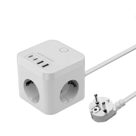 Cargador de pared mars gaming md - cube35w 35w 3x schuko 2x usb tipo c 2x usb tipo a blanco