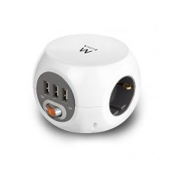 Regleta cubica ewent ew3939 3 tomas shucko -  3 puertos usb -  1.5m