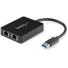 Adaptador usb tipo a a 2x rj45 startech macho - hembra -  negro