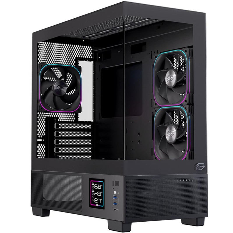 Caja ordenador gaming einarex sm501d atx rgb cristal templado negra