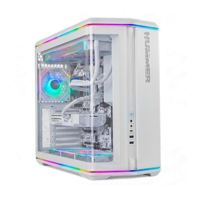 Caja ordenador gaming nox hummer anvil atx argb cristal templado blanca