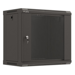 Armario lanberg mural rack 19 pulgadas 9u 540x350 flat pack negro puerta cristal