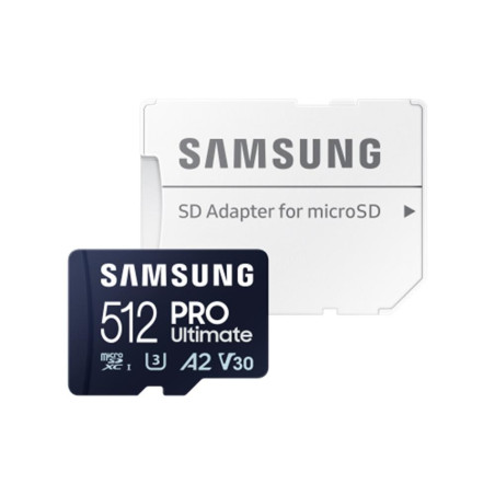 Tarjeta memoria micro sd samsung 512gb sdxc pro ultimate u3 v30 a2 + adaptador sd