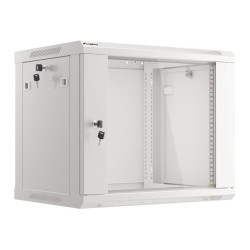 Armario lanberg mural rack 19 pulgadas 9u -  600x450 flat pack v2 puerta cristal gris