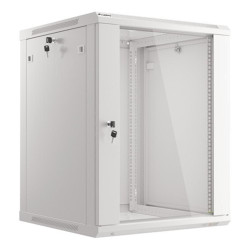 Armario lanberg mural rack 19 pulgadas 15u -  600x600 flat pack gris puerta cristal
