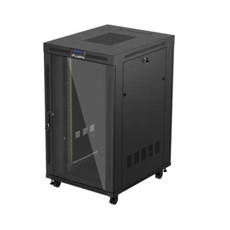 Armario lanberg rack 19 pulgadas 27u -  800x1000 flat pack negro puerta cristal con lcd