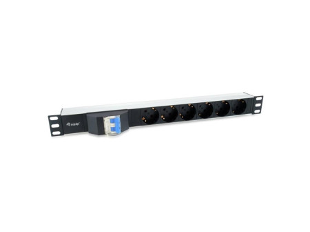 Regleta equip rack 19 pulgadas 1u 6 tomas shucko con cable magnetotermico 1.8m