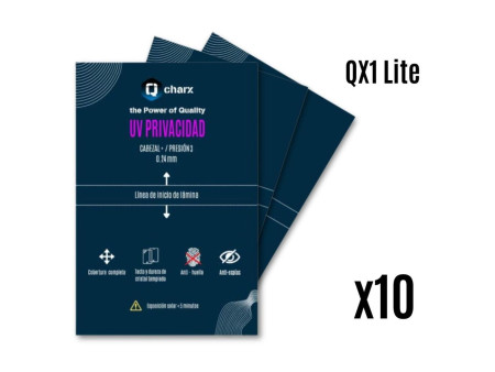 Laminas de fijacion qcharx ultravioleta hd privacidad pack 10 para qx1lite