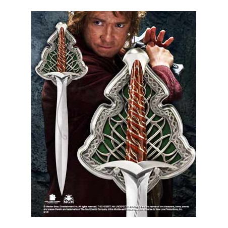 Replica espada de acero the noble collection el hobbit bilbo baggin dardo tamaño real 55 cm