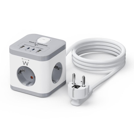 Regleta sobremesa ewent ew3863 3x schuko -  2x usb tipo a -  2x usb tipo b