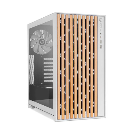 Caja ordenador gaming nox hummer element atx cristal templado madera blanco